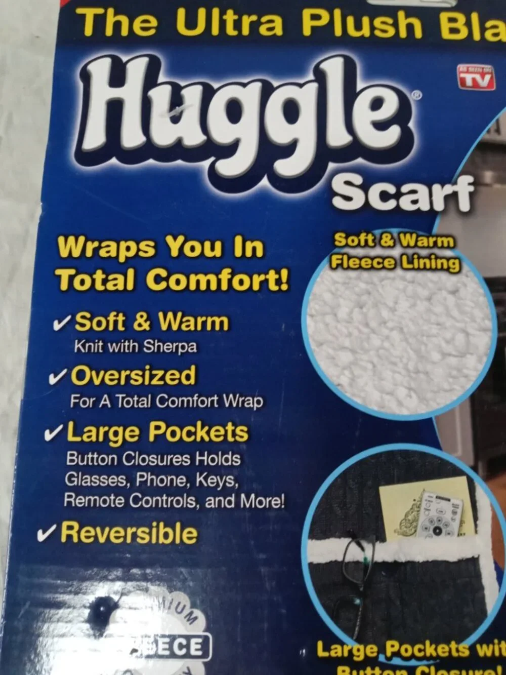 Huggle Scarf Charcoal Gray Ultra Plush Blanket Scarf One Size Fits All New Cond